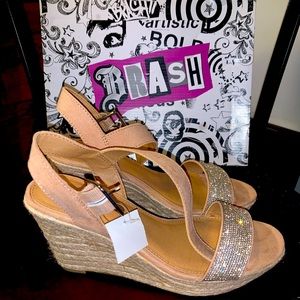 Sparkly strapped wedge espadrilles